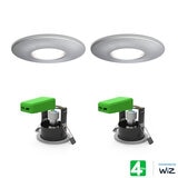 4lite WiZ Connected LED IP20 Fire Rated Downlight, Pack of 2, in Satin Chrome