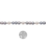 6-7mm Cultured Freshwater White & Grey Pearl Necklace, 18ct White Gold