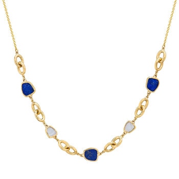 Lapis & Chalcedony Necklace, 14ct Yellow Gold