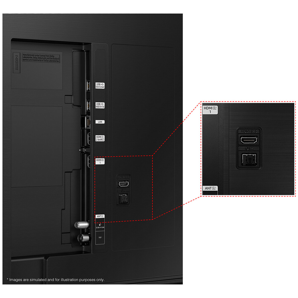 Port/back SAMSUNG UE43DU8070UXXU