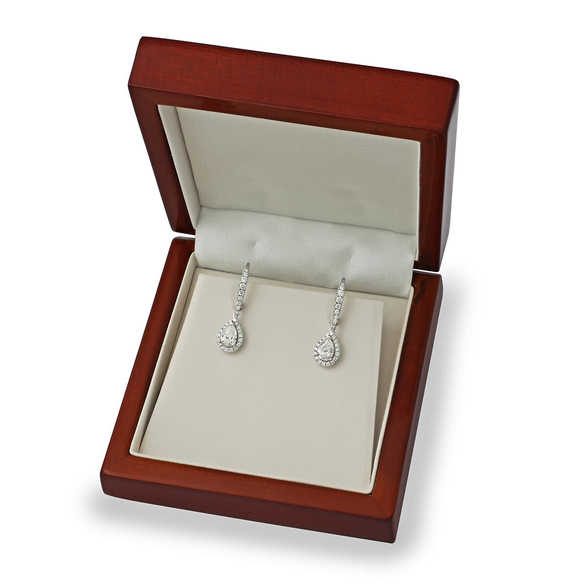 1.14ctw Pear Cut Diamond Halo Earrings, 18ct White Gold