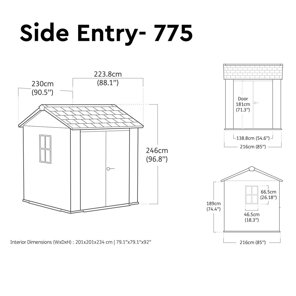 Keter Newton Plus 7ft 4" x 7ft 6" (2.2 x 2.3m) Storage Shed with Side Entry