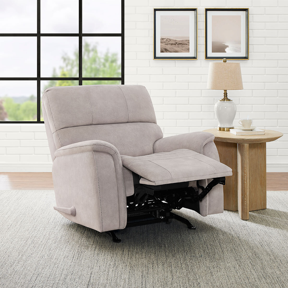 True Innovations Hayden Beige Fabric Manual Recliner Chair