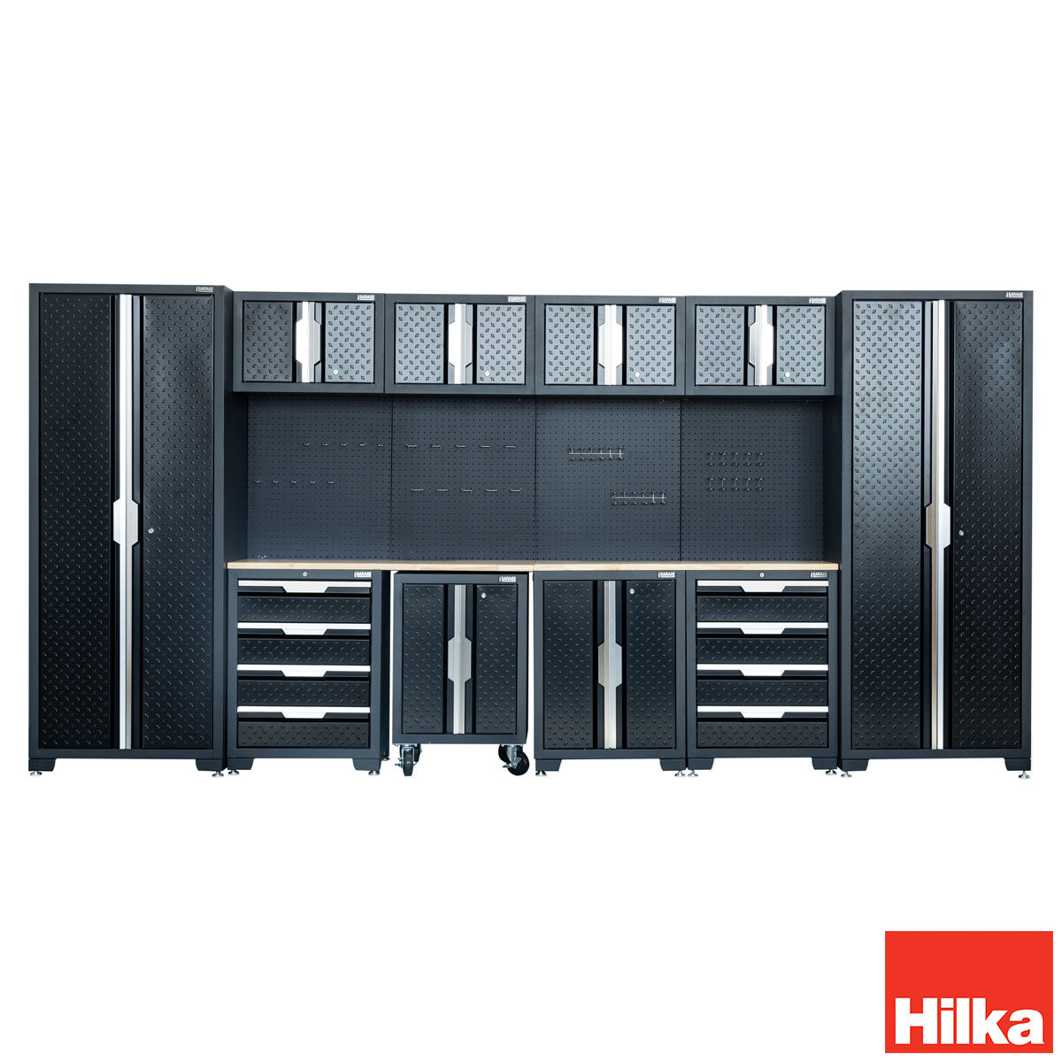 Hilka Garage Pro+ 24 Gauge Steel 11 Piece Cabinet Set Hilka Garage Pro+ 24 Gauge Steel 11 Piece Cabinet Set
