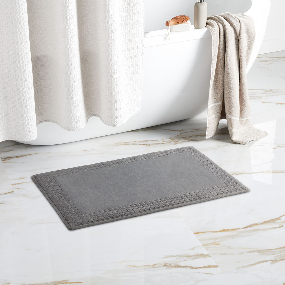 Paramount Memory Foam Plush Bath Mat in Grey, 60 x 91 cm