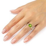 Peridot and Diamond 14ct Yellow Gold Ring