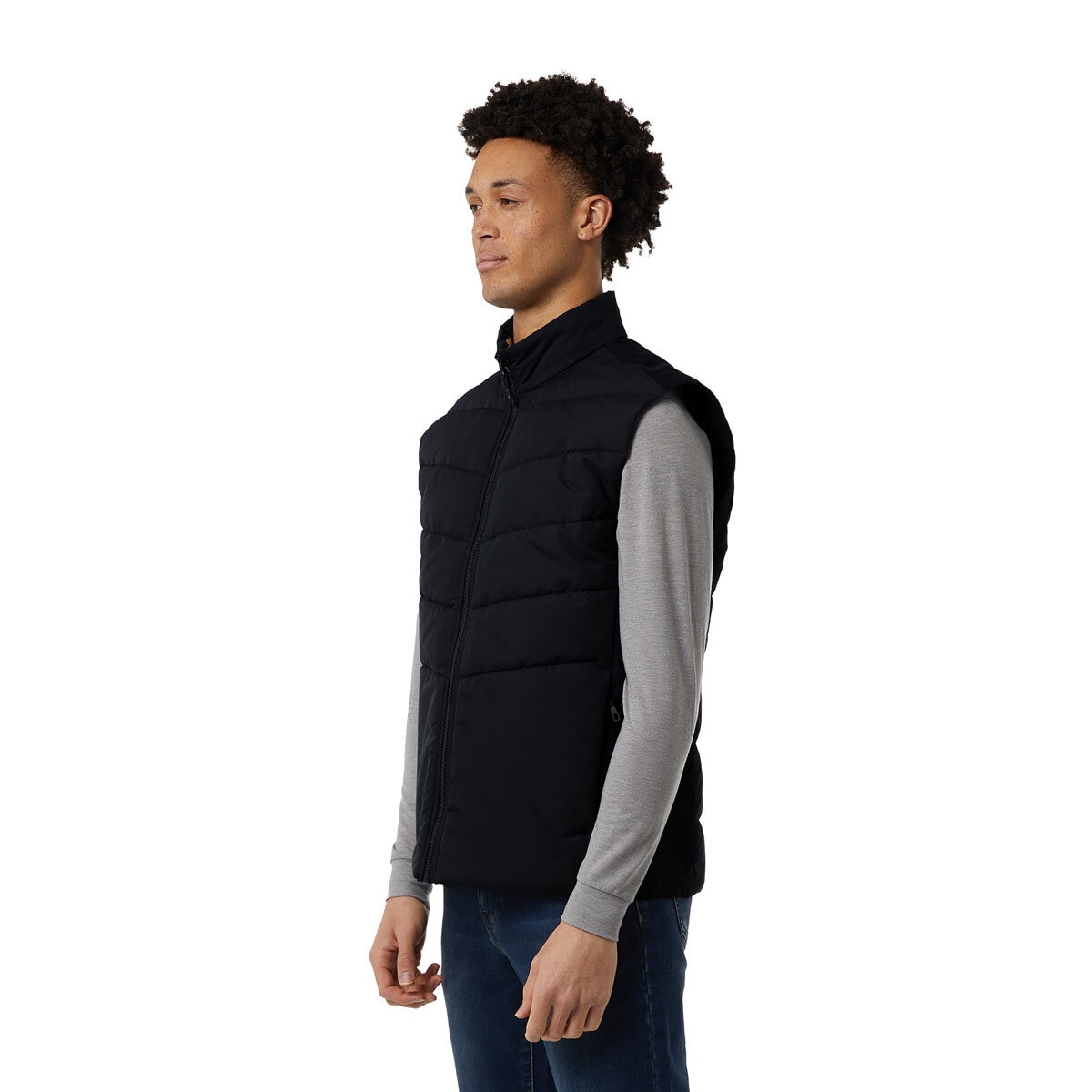 32 Degrees Mens Mixed Media Vest in Black