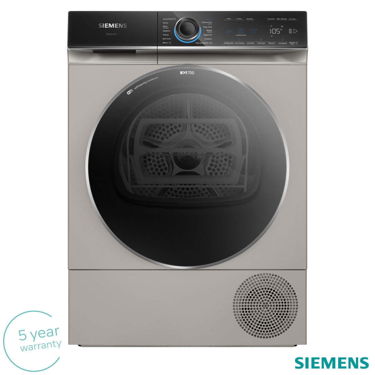 Siemens WQ46B2CXGB, 9kg Heat Pump Dryer, A+++ Rated in Silver Inox