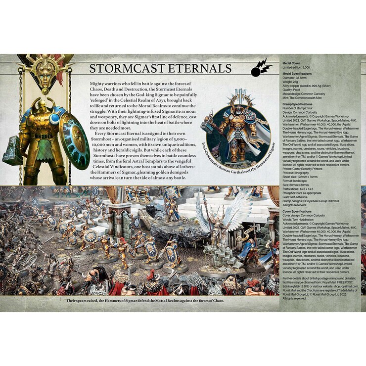 Official Limited Edition Warhammer Age of Sigmar Medal Cover by Royal Mail. Official Limited Edition Warhammer Age of Sigmar Medal Cover by Royal Mail.