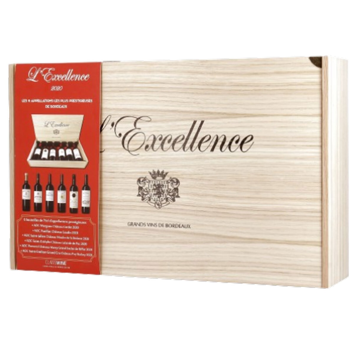 L'Excellence Bordeaux Wooden Gift Box 6 x 75cl