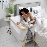 Tutti Bambini CoZee Air Rocking Bedside Crib, Oak & Silver