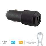 Buy Veld Super Fast in Car Charger USB Port & USB Type C with Super Fast Cable (Type C to Lightning) 1M at Costco.co.uk