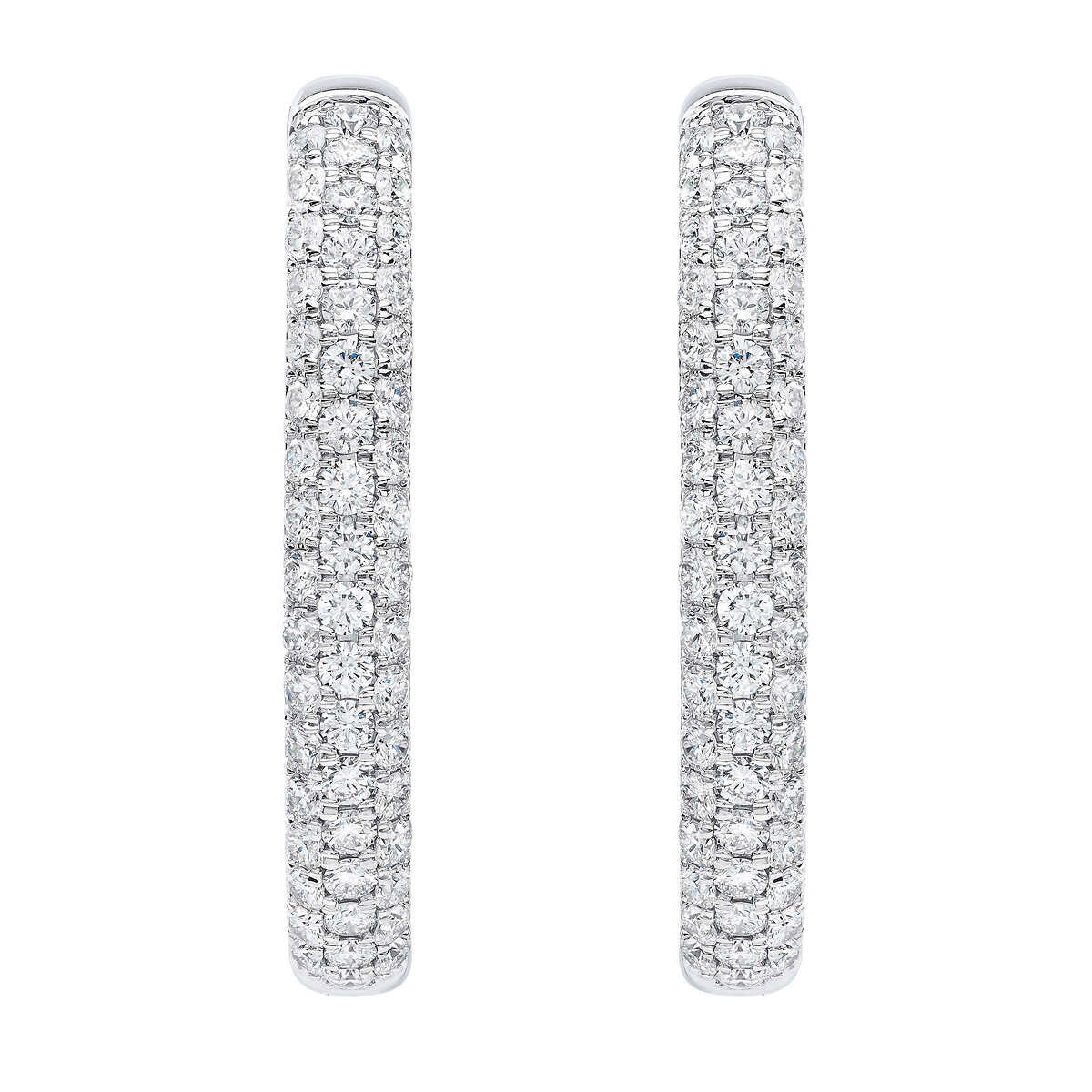 5.00ctw Round Brilliant Cut Diamond Inside & Out Hoop Earrings, 14ct White Gold