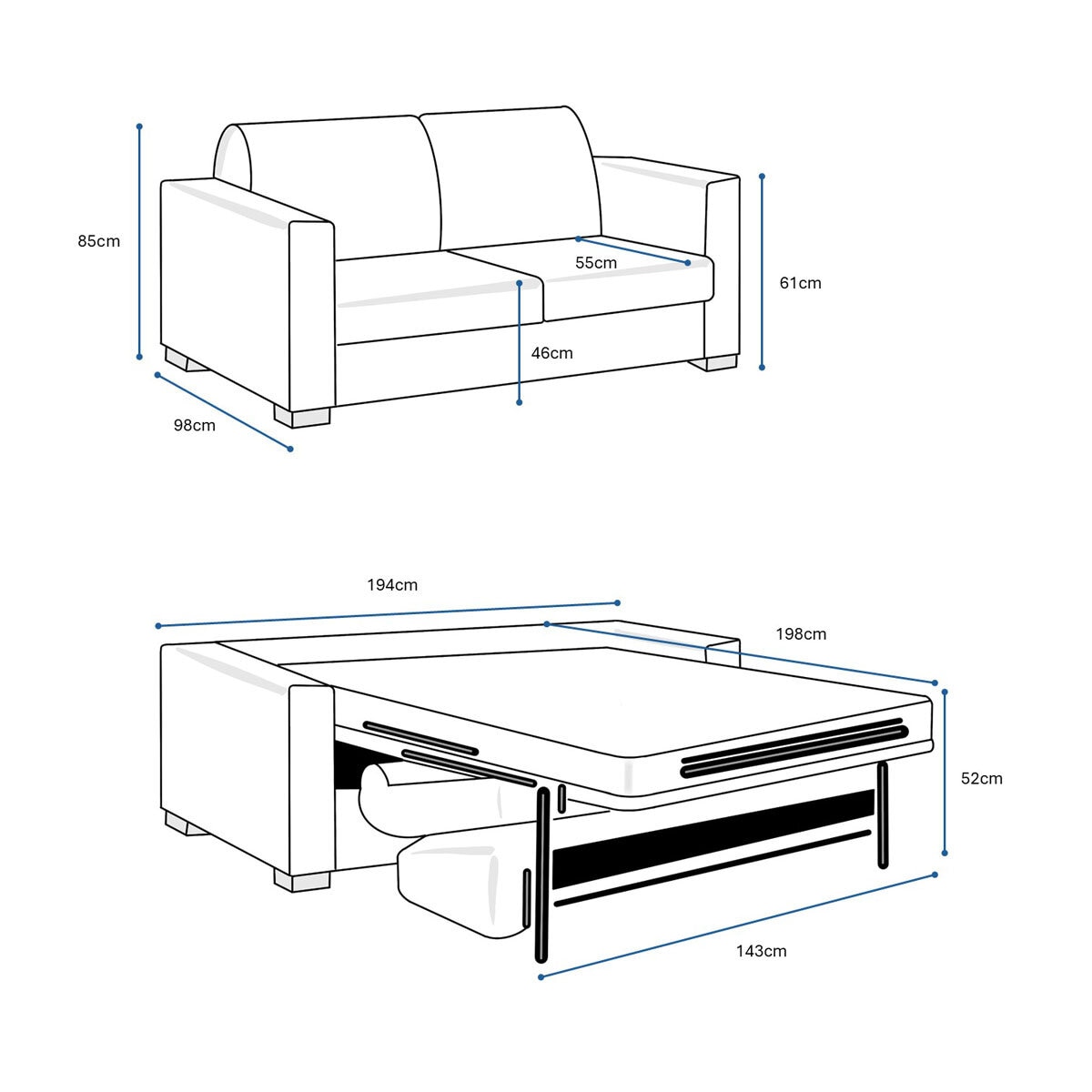 Lucas Dark Grey Fabric Sofa Bed