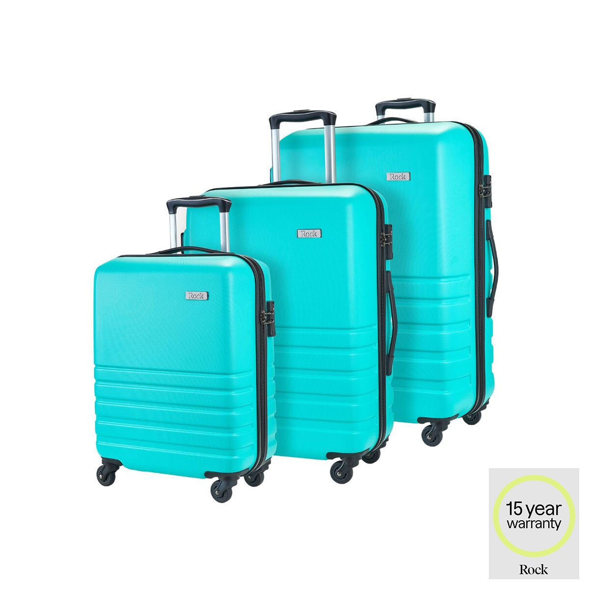 Rock Byron 3 Piece Hardside Luggage Set in Aqua