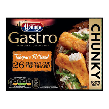 Young's Gastro Tempura Battered Chunky Cod Fish Fingers, 26 Pack