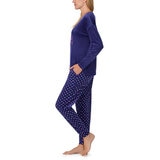 Jane & Bleecker Women's Silky Plush Pyjama Set in Navy