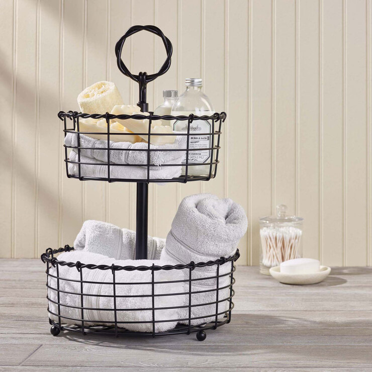 Edifice 2Tier Steel Storage Basket with Stand Costco UK