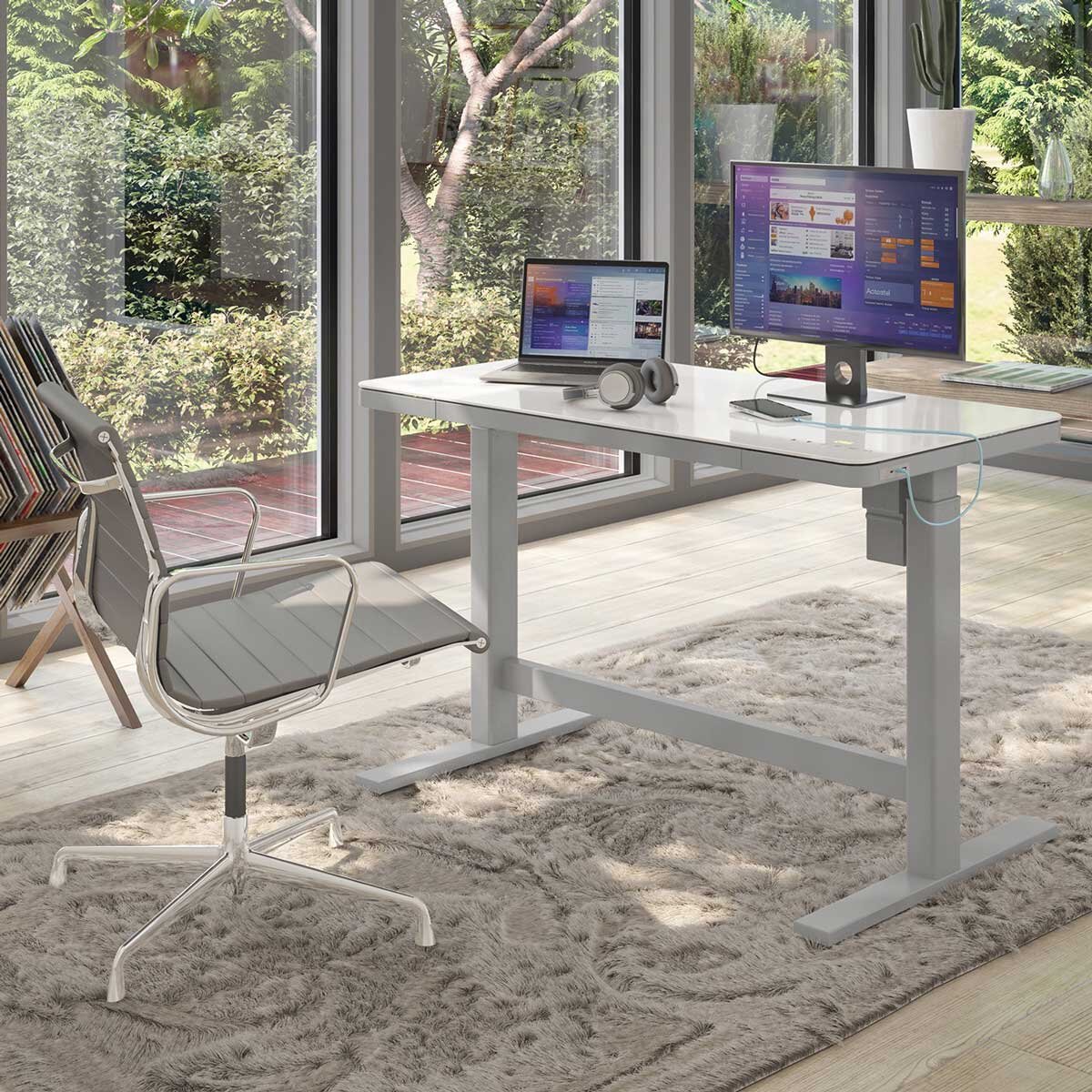 Tresanti Geller Power Adjustable Height Tech Desk, White