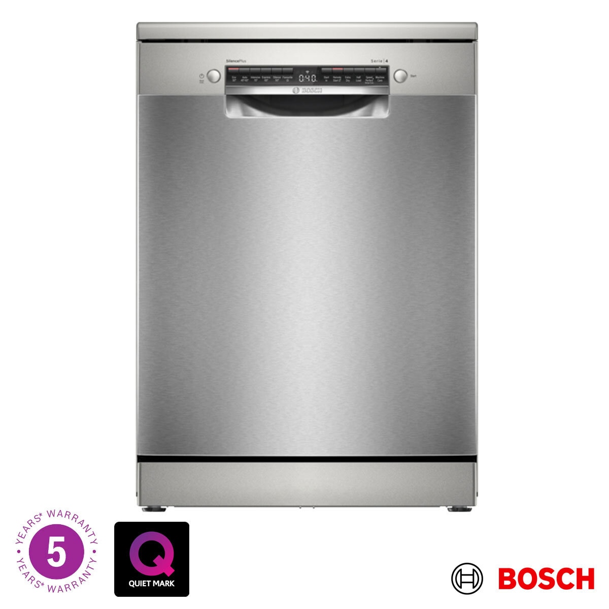 Bosch Series 4 SMS4EMI06G 14 Place Setting Dishwasher, B Rated in Inox