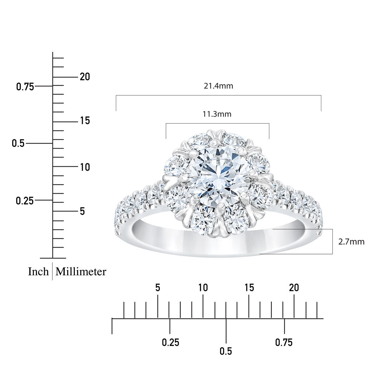 2.00ctw Round Brilliant Cut Diamond Ring,14ct White Gold