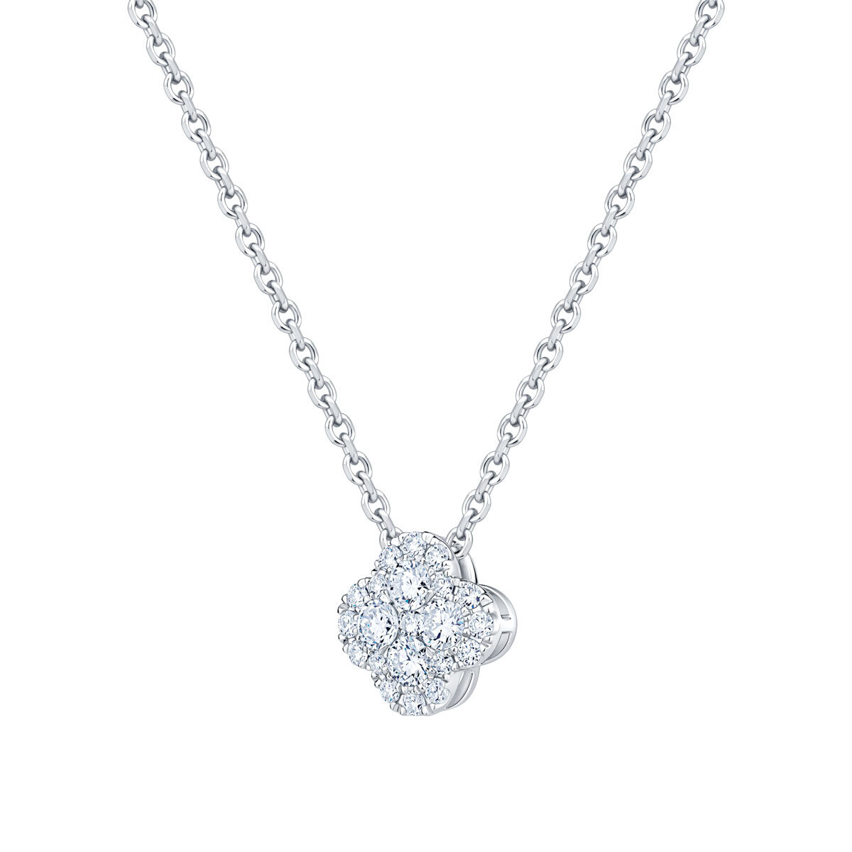 0.50ctw Round Brilliant Cut Diamond Cluster Pendant, 18ct White Gold