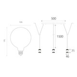 Line drawing of light on white background with dimensions