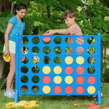 Lifestyle image of two children playing Giant Connect 4 Lifestyle image of two children playing Giant Connect 4