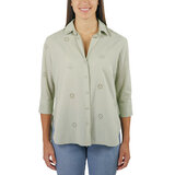 Jachs Ladies Eyelet Long Sleeve Shirt in Sage