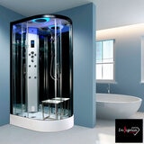 Insignia Diamond 1100mm Offset Quadrant Left Hand Steam Shower with Black Frame