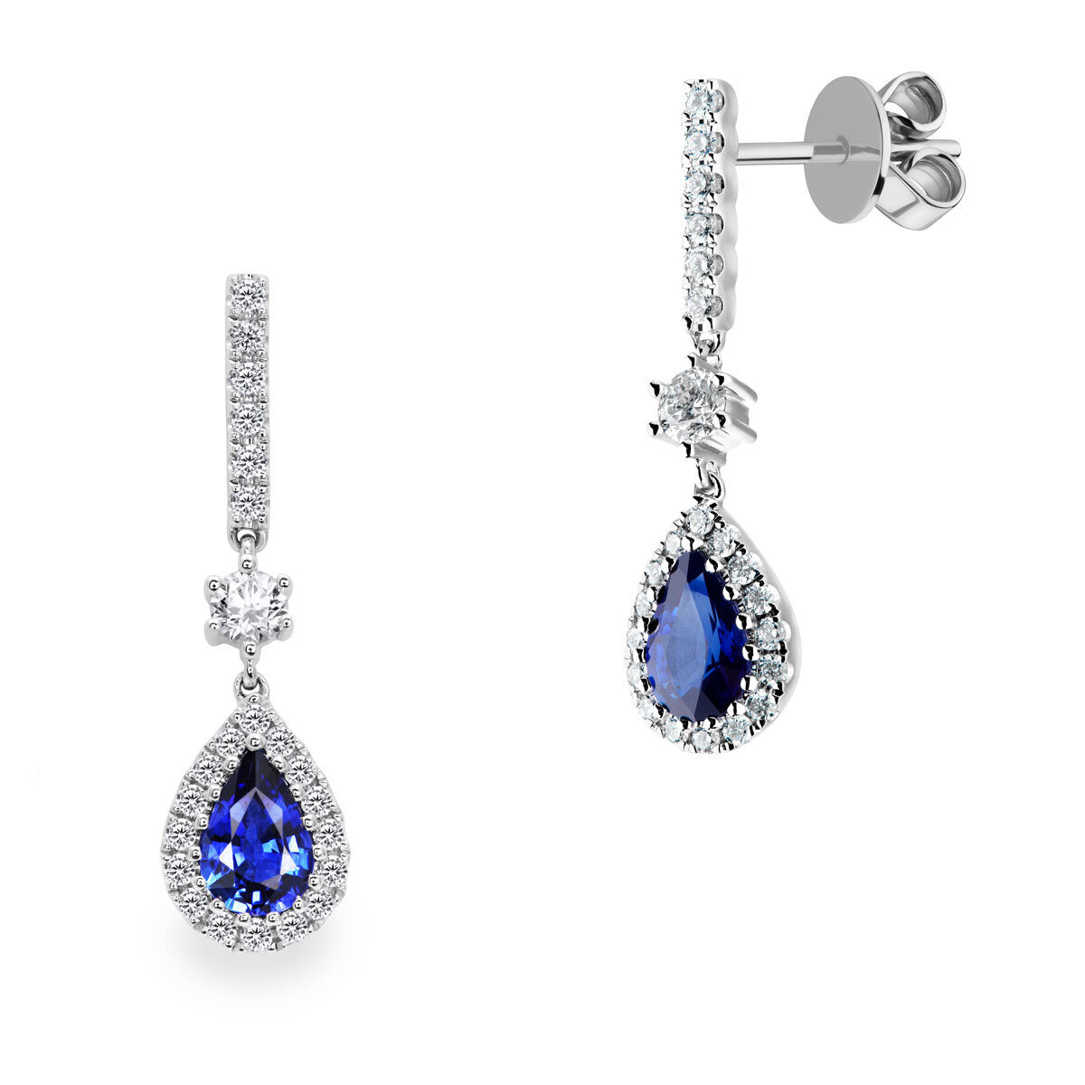 Costco UK | Pear Cut Blue Sapphire & 0.44ctw Diamond Drop...
