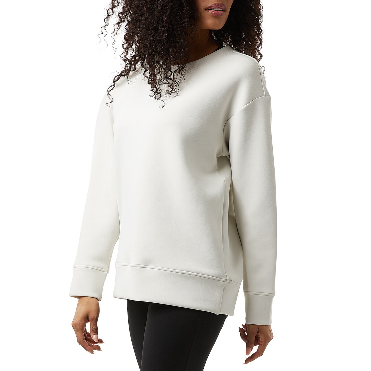 32 Degrees Ladies Sueded Tech Crewneck in White