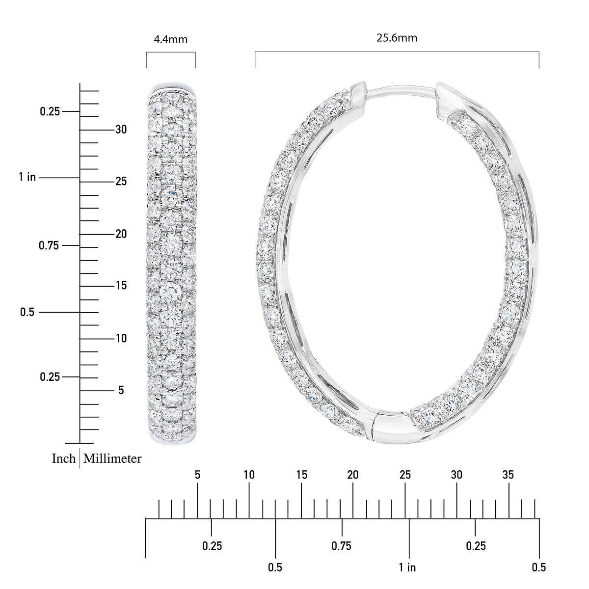 5.00ctw Round Brilliant Cut Diamond Inside & Out Hoop Earrings, 14ct White Gold