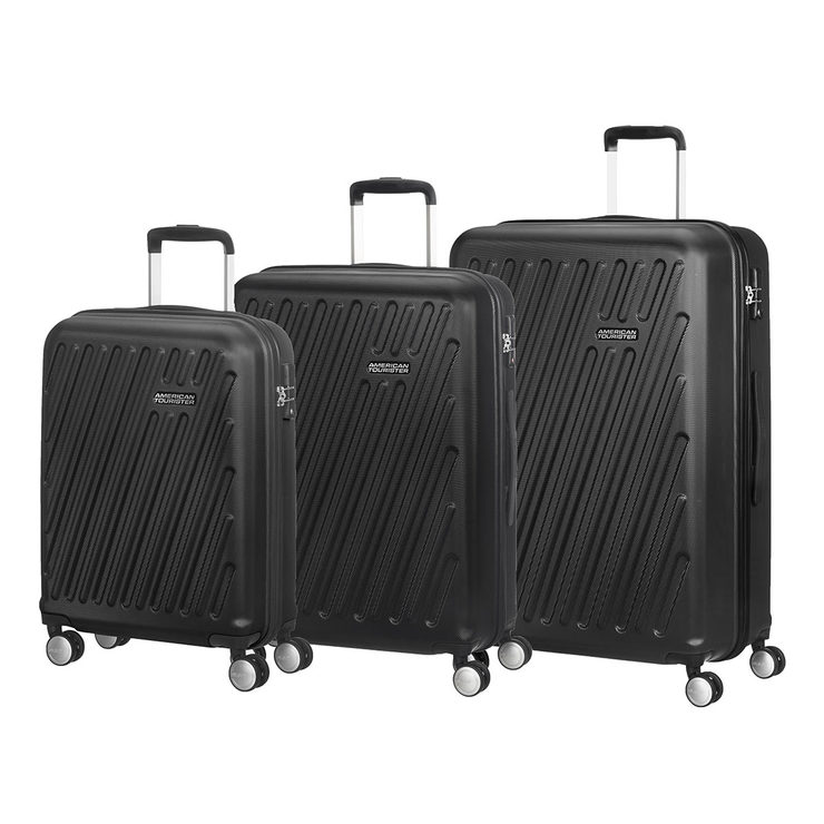 American Tourister Hypercube 3 Piece Hardside Suitcase Set, Black ...