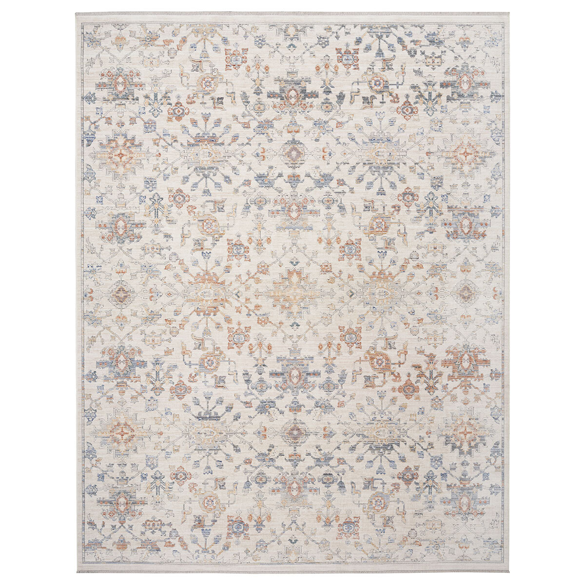 Elegant heirloom rug, tradtional design in ivory, grey  floral tones