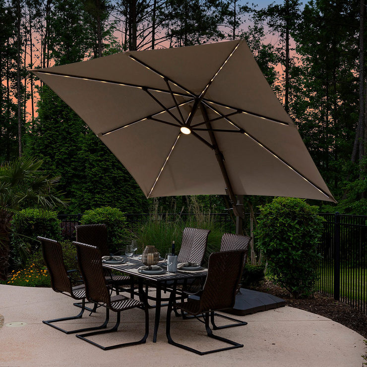 Seasons Sentry 10ft 305m Square Offset Solar Led Cantilever Umbrella Costco Uk 