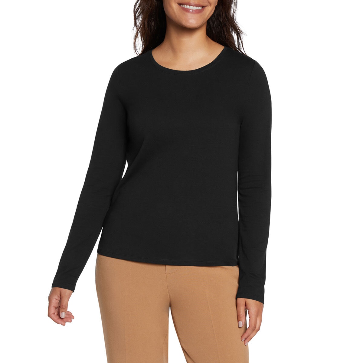 Three Dots Ladies Crew Top 2 Pack in Black