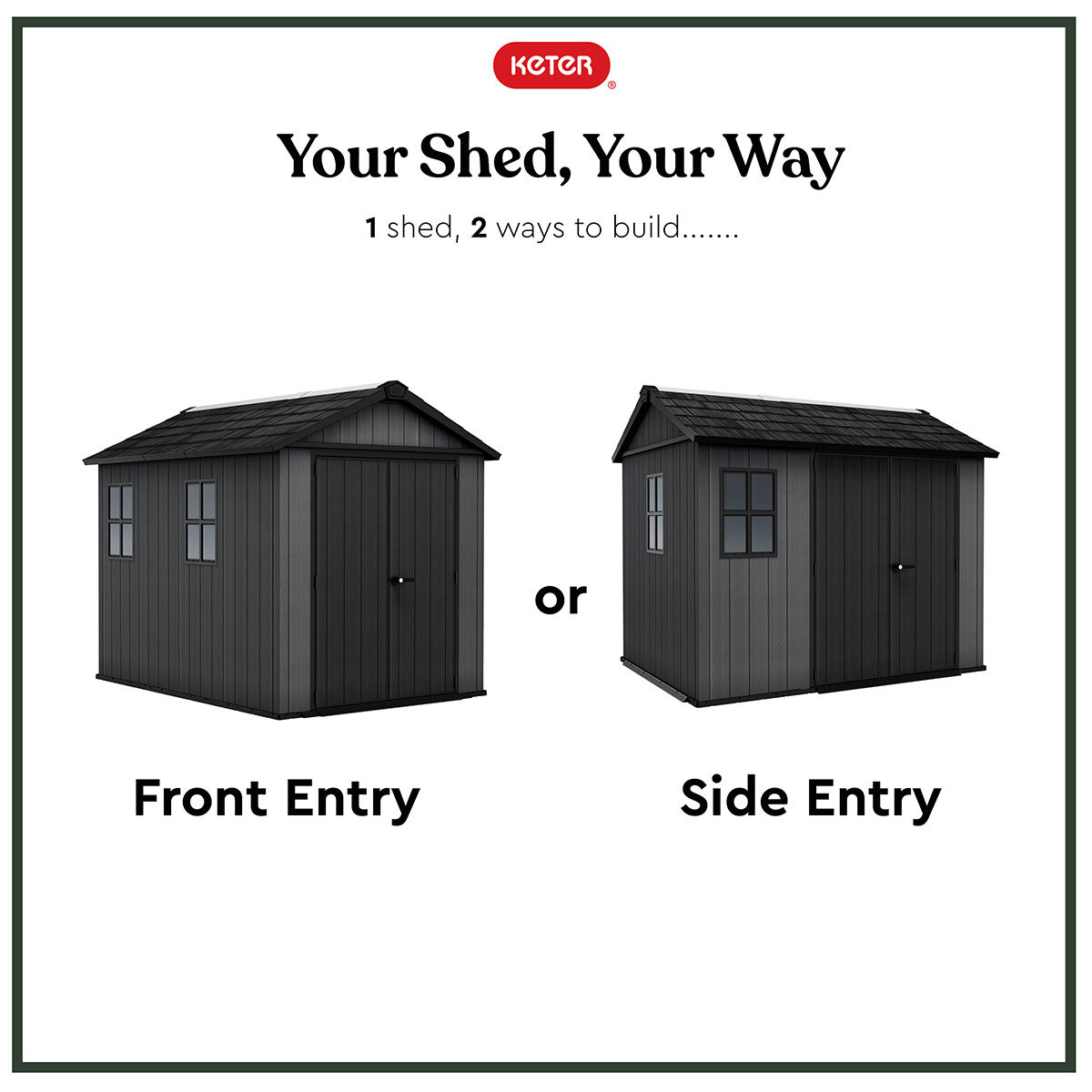 Keter Newton Plus 9ft 5" x 7ft 6" (2.9 x 2.3m) Storage Shed in 2 Configurations