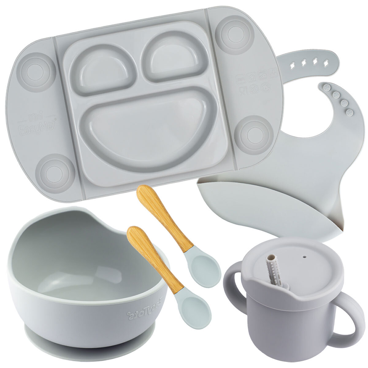 EasyTots Full Weaning Set, 5 Piece - Grey