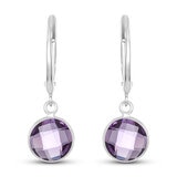 Round Cut Amethyst Earrings, 14ct White Gold