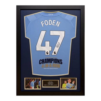 Phil Foden Signed Framed Manchester City 2023/24 Football Shirt