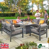 Stone Garden 4 Piece Deep Seating Corner Fire Patio Set in Two Colours