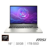 Buy MSI Prestige A16 AI+ A3HMG, AMD Ryzen AI 9 365, 32GB RAM,  1TB SSD, 16 inch Laptop, 9S7-159K12-028 at costco.co.uk