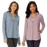 32 Degrees Women's 2 Pack Full Zip Hoody in Lead/Pale Thistle, Medium