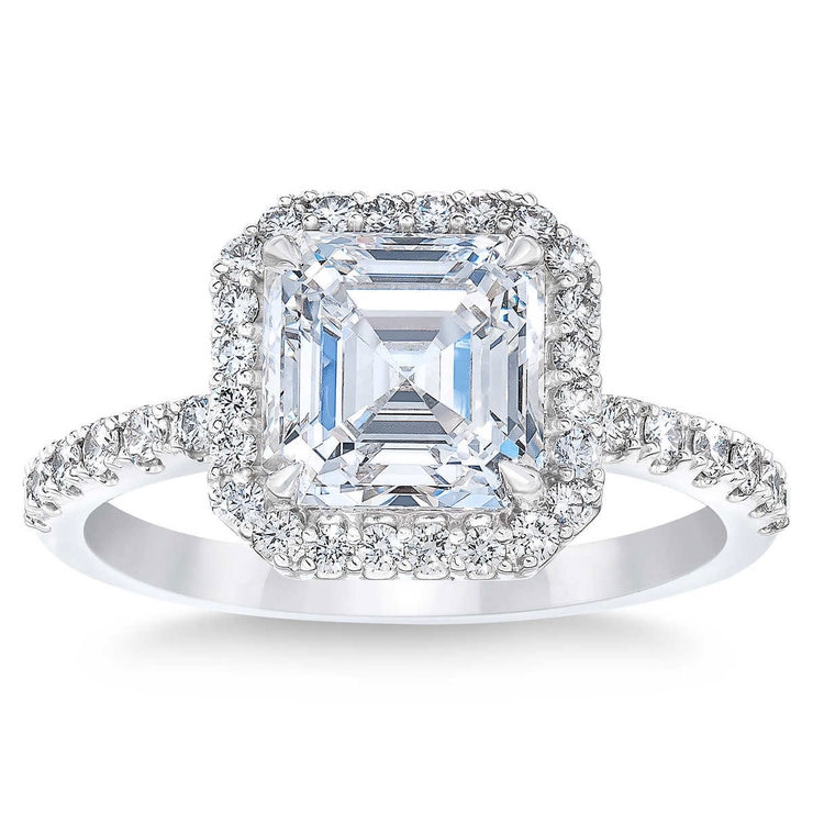 2.94ctw Square Emerald Cut Diamond Halo Ring, Platinum | Costco UK