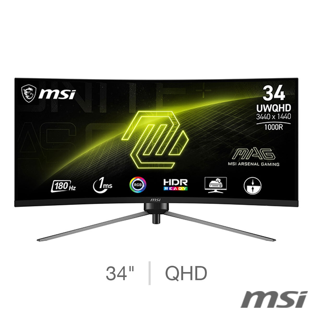 MSI MAG 345CQR UWQHD 180Hz VA Curved Gaming Monitor, 9S6-3DD14H-004