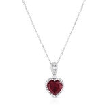 Garnet & 0.19ctw Diamond Heart Pendant, 14ct White Gold