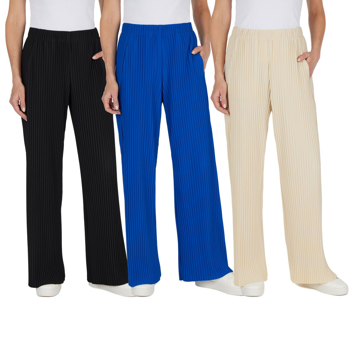 Teddi Rose Ladies Plisse Pull On Trousers in 3 Colours & 4 Sizes