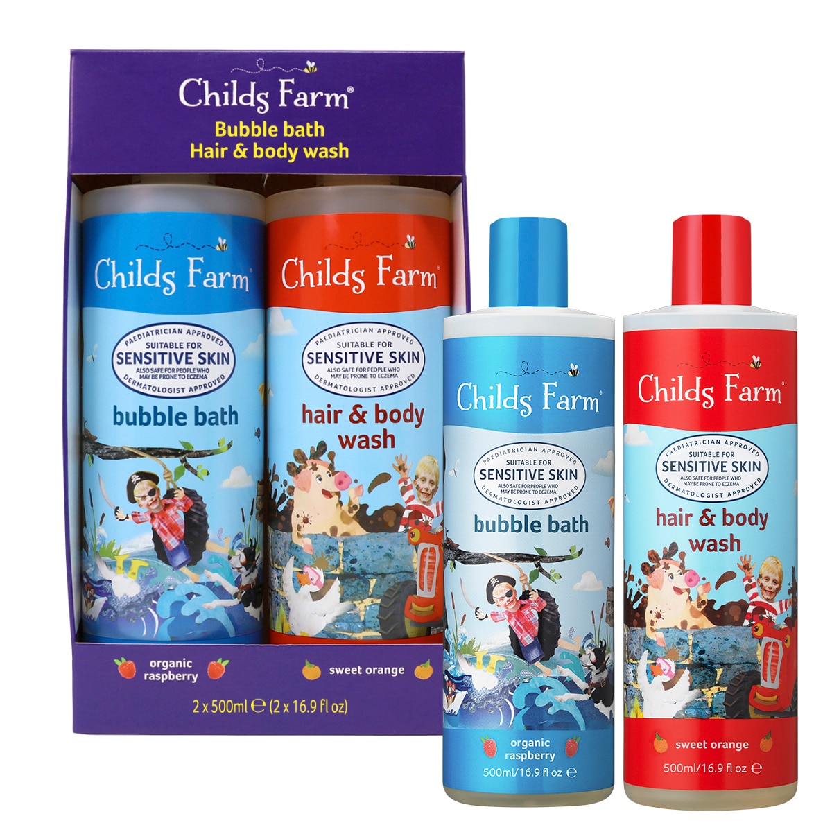 Childs Farm Bubble Bath and Hair & Body Wash, 2 x 500ml