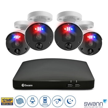 Swann 8 Channel 2TB NVR Recorder with 4 x 12MP Mega HD Enforcer™ Bullet Cameras, SWNVK-890104-EU